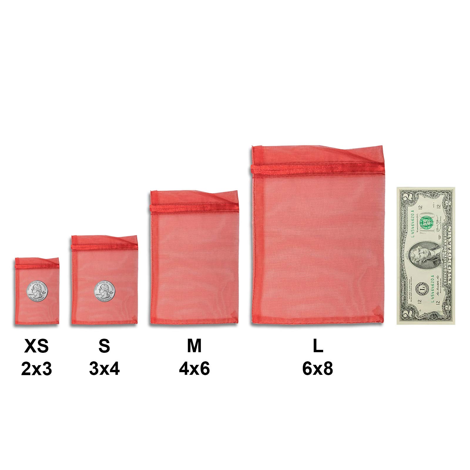 48-Pack 4x6 Inch Red Sheer Organza Drawstring Gift Bags - Premium Wedding Favor Bags for Jewelry, Candy, Treats & Party Favors | Elegant Goodie Bags for Bridal Showers, Baby Showers & Special Events