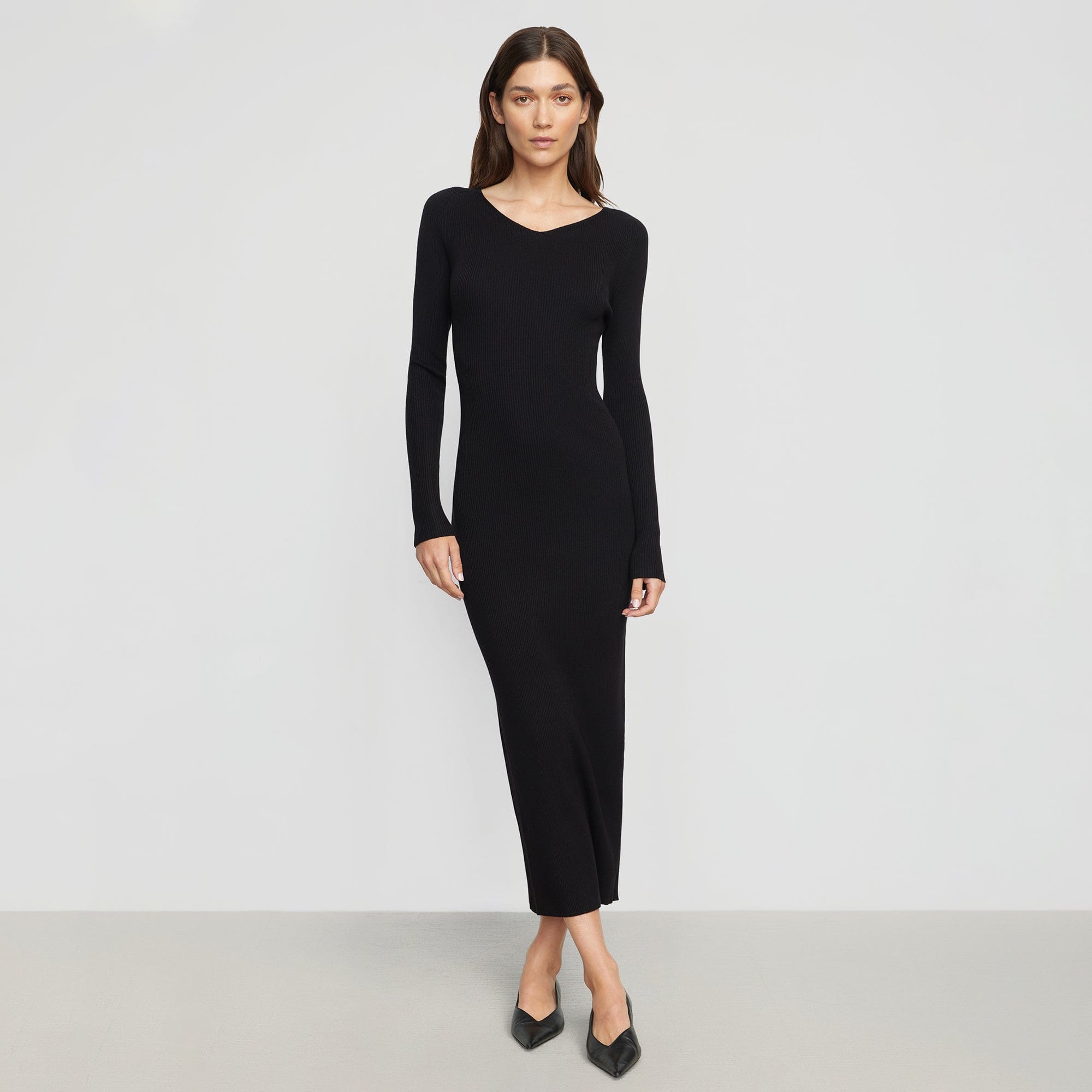 Elizabeth Zipper Sleeve Ribbed Dress - Women's Fashion Bodycon Midi Dress for Party, Date Night & Office Wear