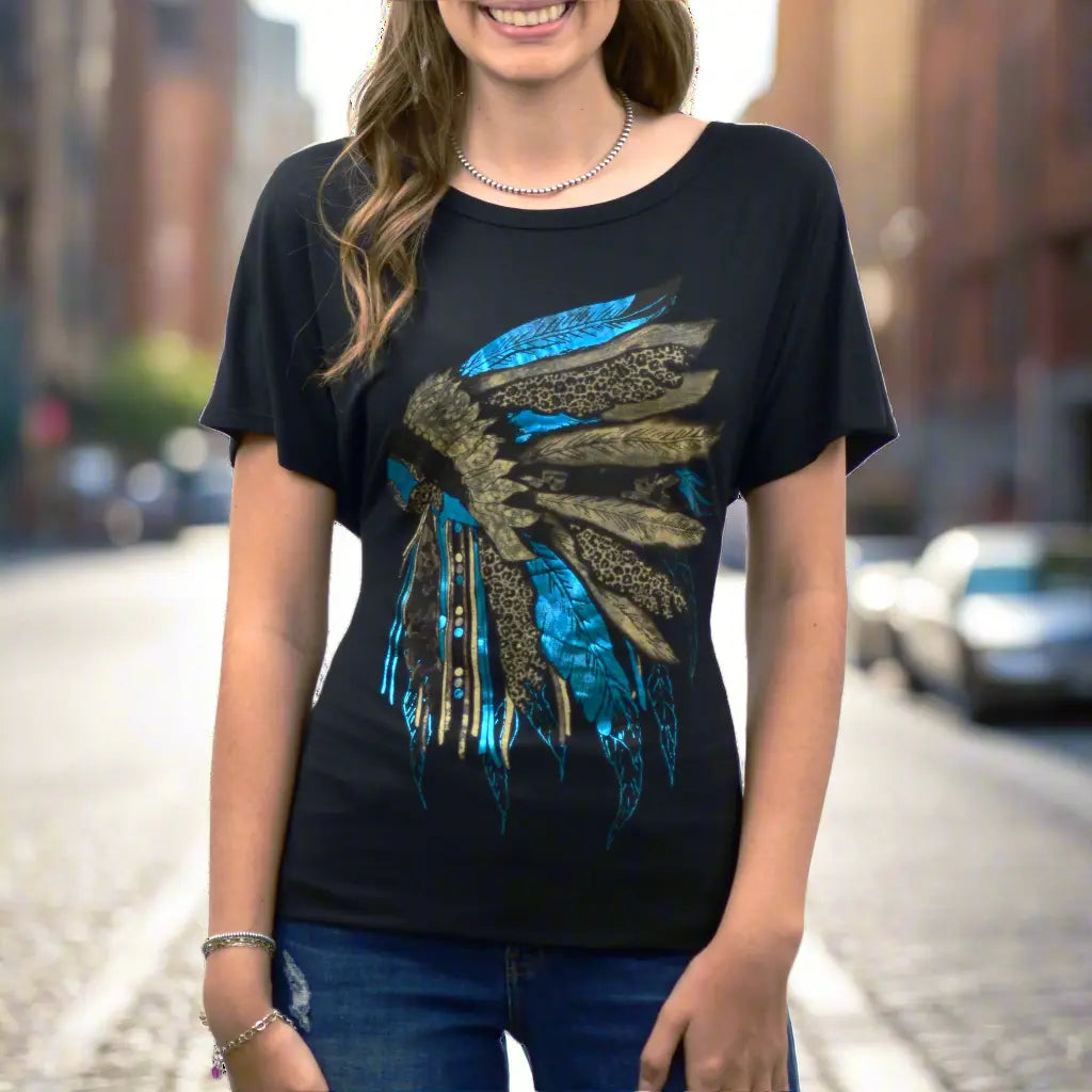 Rhinestone Embellished Scoop Neck T-Shirt with Headdress Design - Women's Fashion Top for Casual Wear, Parties & Everyday Outfits