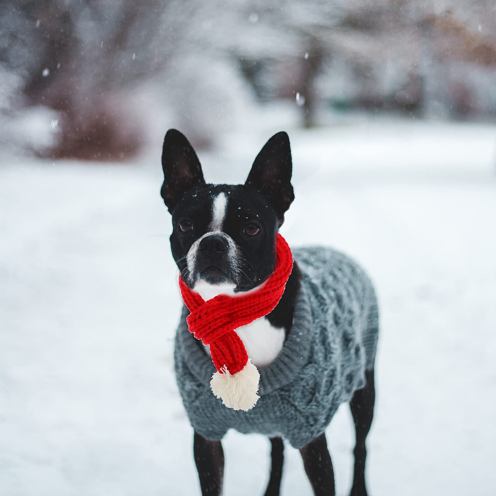 ULTECHNOVO Christmas Dog Scarf Bib - Red Knitted Pet Scarf for Large Dogs & Cats, Festive Holiday Costume Accessory with Plush Lining - Perfect for Christmas Photos, Pet Parties & Winter Outings