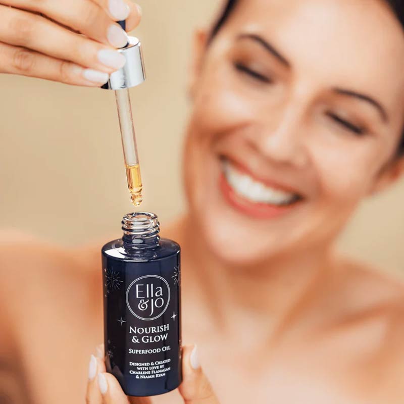 Ella & Jo Nourish & Glow Superfood Facial Oil - Organic Anti-Aging Face Serum with Vitamin C & Hyaluronic Acid for Hydration & Radiance - Perfect for Night Routine & Dry Skin Care