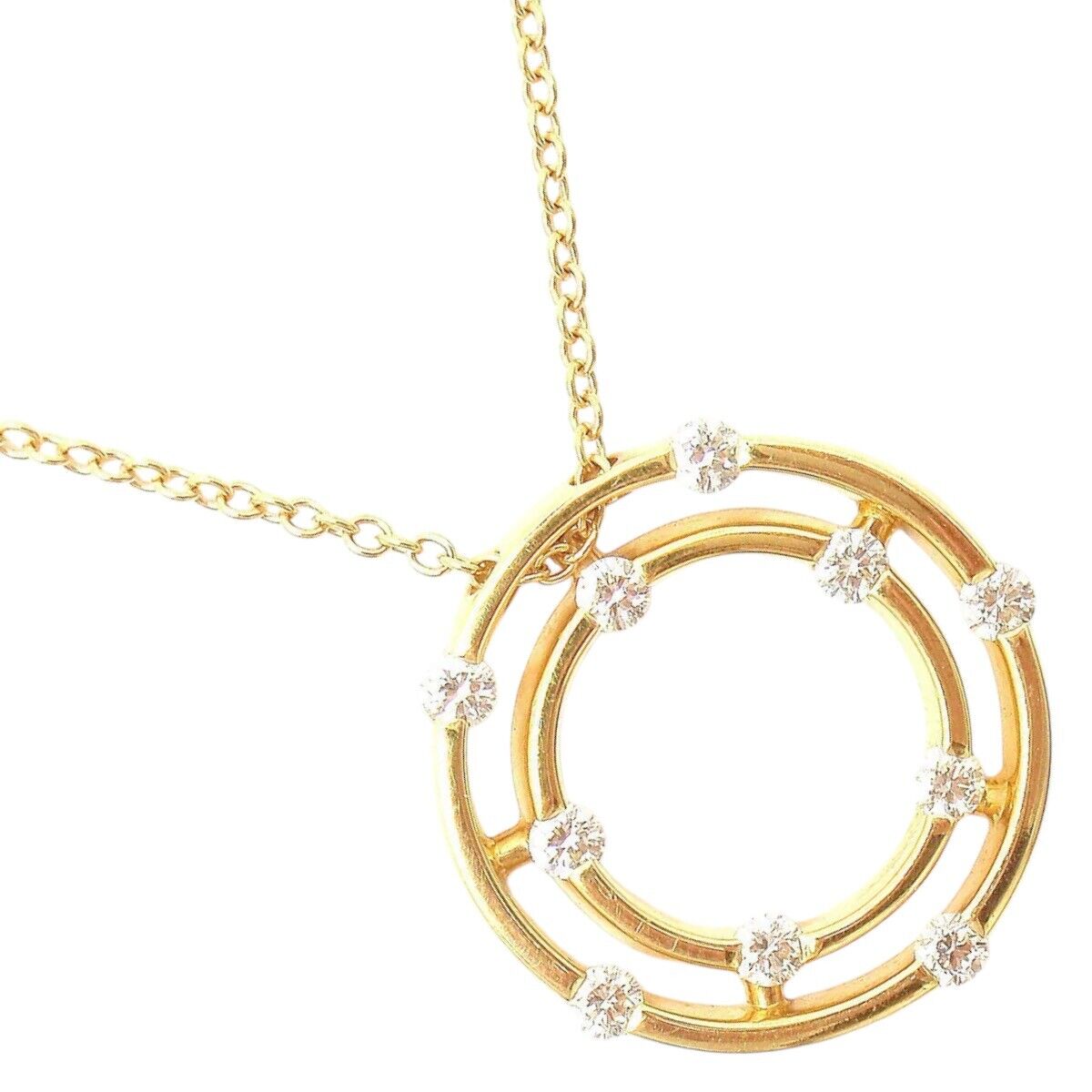 Authentic Roberto Coin 18k Yellow Gold Double Hoop Diamond Pendant Necklace for Women - Elegant Jewelry Gift for Anniversary, Valentine's Day & Special Occasions