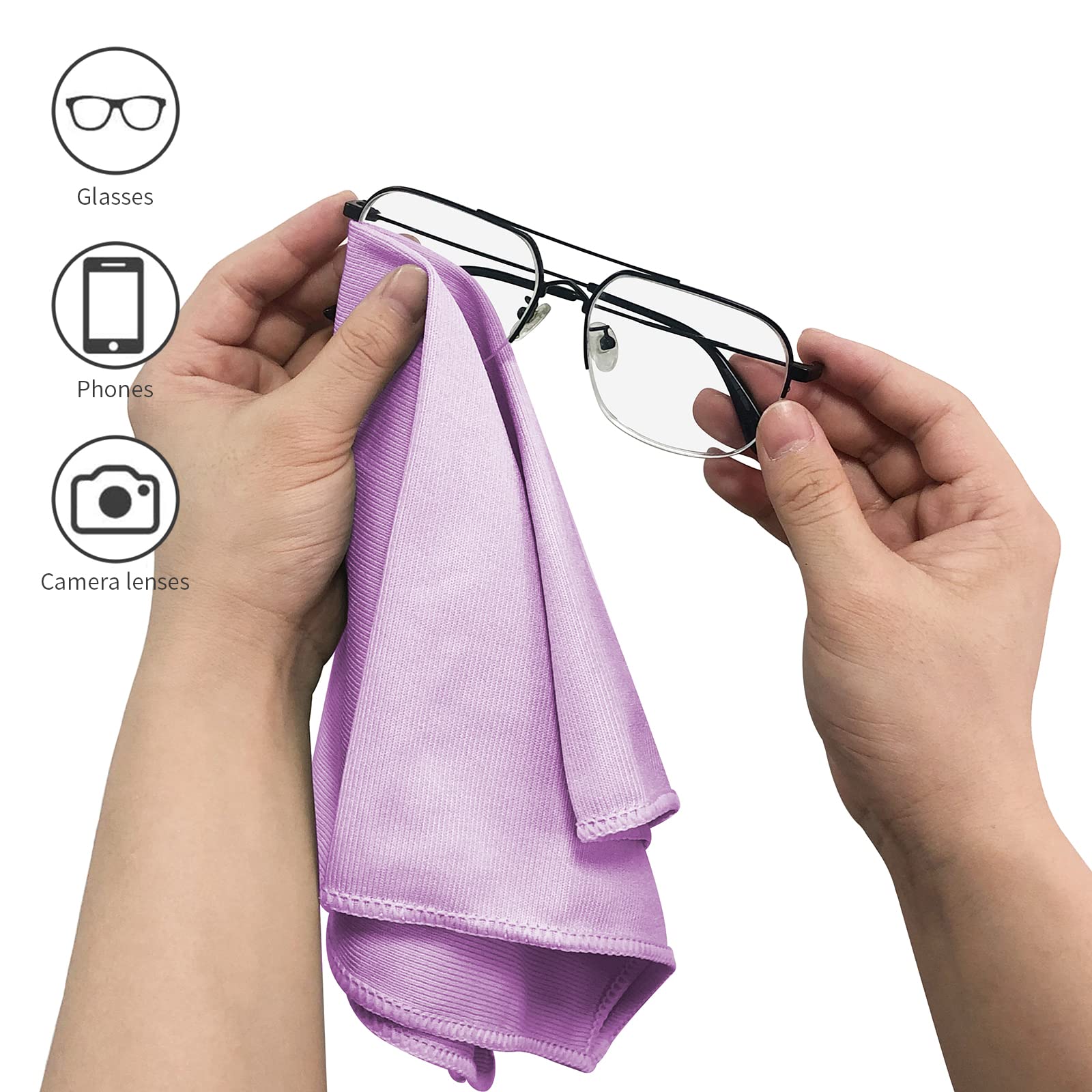 6 Pack Microfiber Glass Cleaning Cloths - 16x16 Inch Lint-Free, Streak-Free for Windows, Glasses, Windshields, Mirrors & Stainless Steel - Ultra Soft & Absorbent Pink Cleaning Towels for Crystal Clear Shine at Home, Office or Car