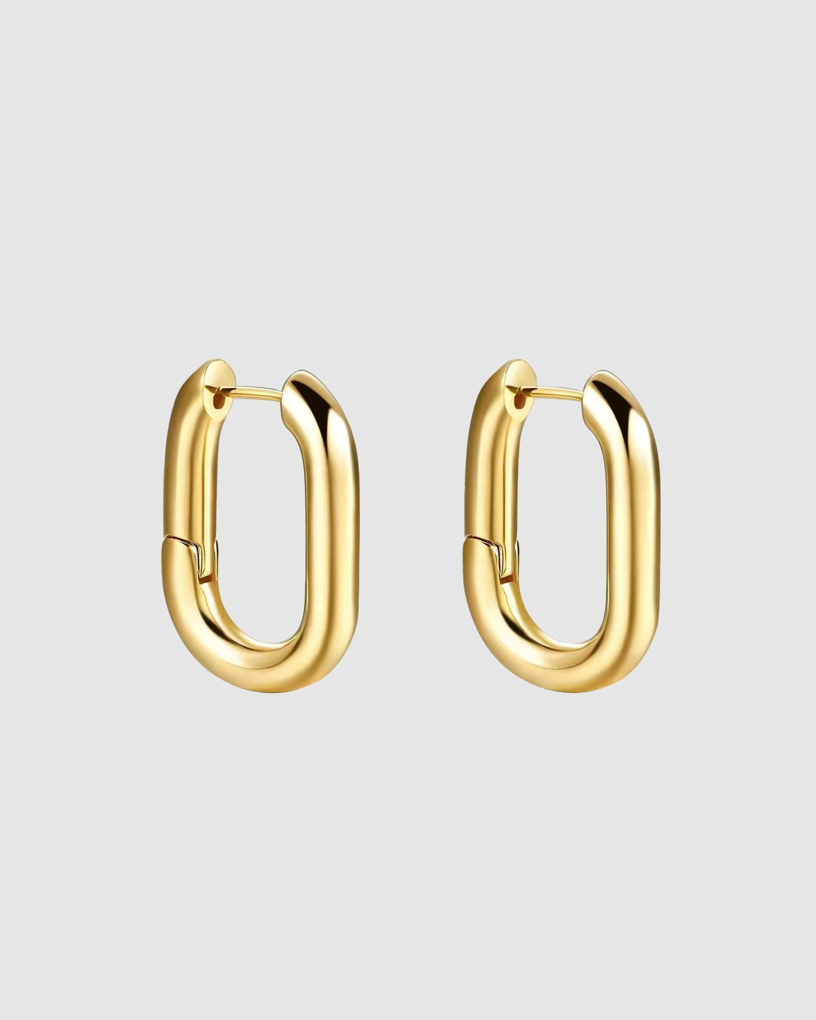 Stylish Oval Gold Hoop Earrings for Women - 14K Gold Plated Dainty Everyday Jewelry - Perfect for Parties, Weddings & Office Wear