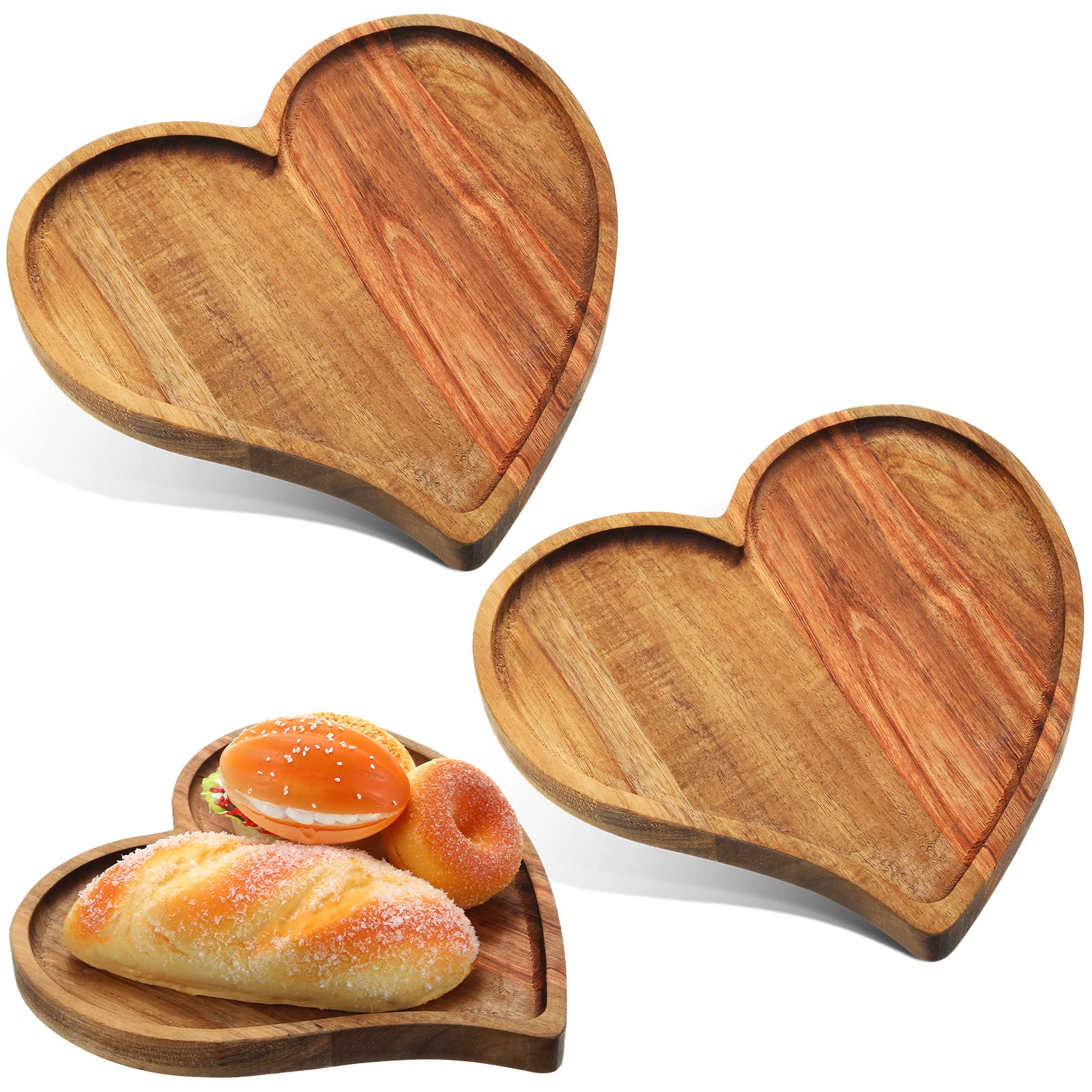 Meanplan 2-Piece Wooden Charcuterie Board Set - Rustic Serving Tray & Platter for Cheese, Fruit, Meat, Snacks - Perfect for Camping, Picnics, Parties & Kitchen Entertaining