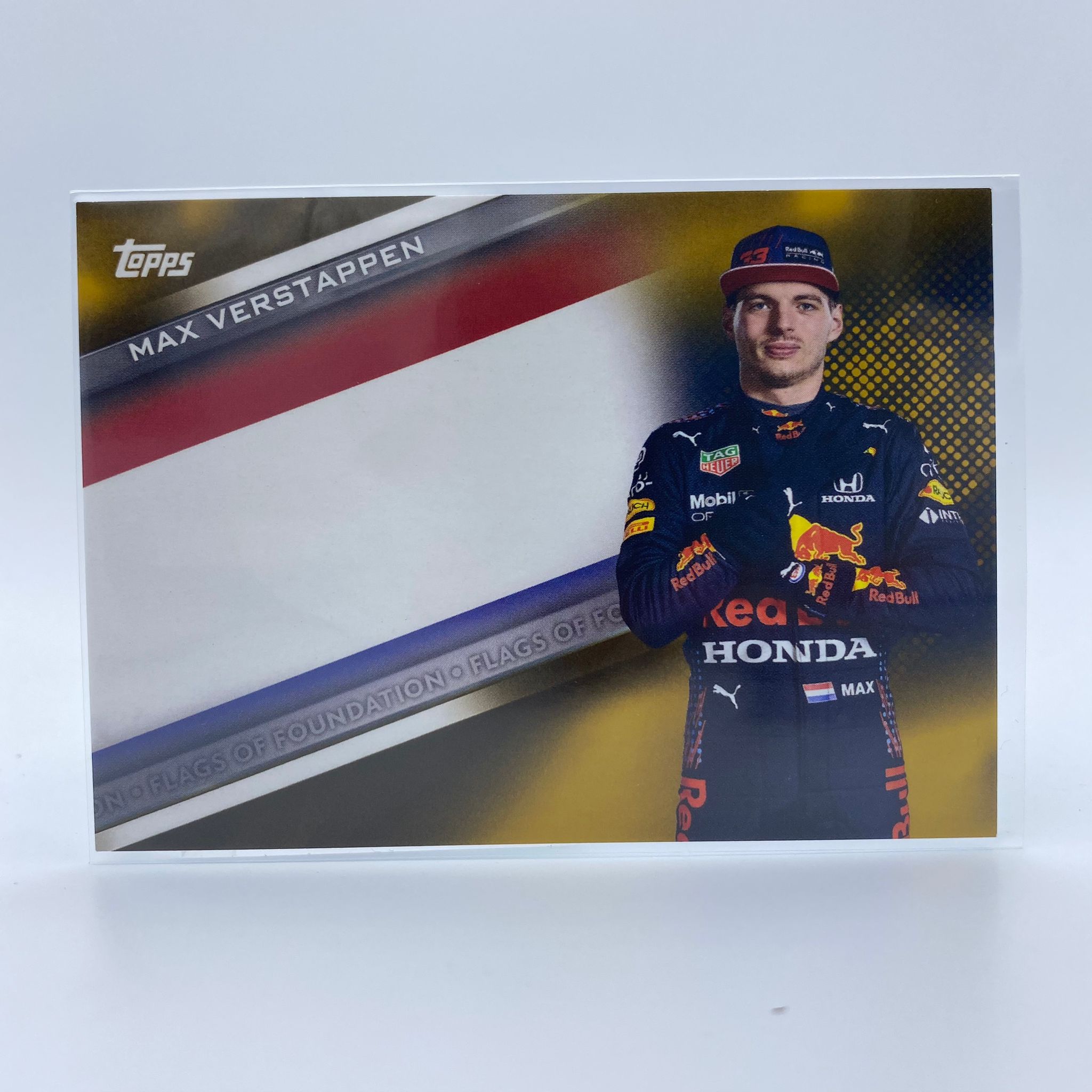 2023 Topps Chrome Formula 1 Max Verstappen Flags of Foundation #FF MV Gold Parallel Trading Card - Collectible for F1 Fans & Sports Memorabilia Enthusiasts