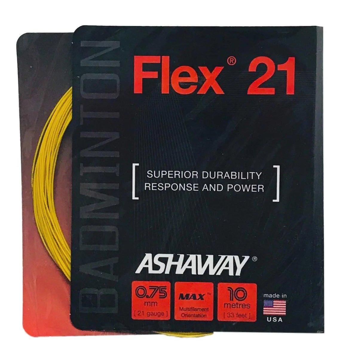 Ashaway Flex 21 Badminton String Set - High Performance Yellow Strings for Badminton Rackets | Perfect for Tournament Play & Training Sessions