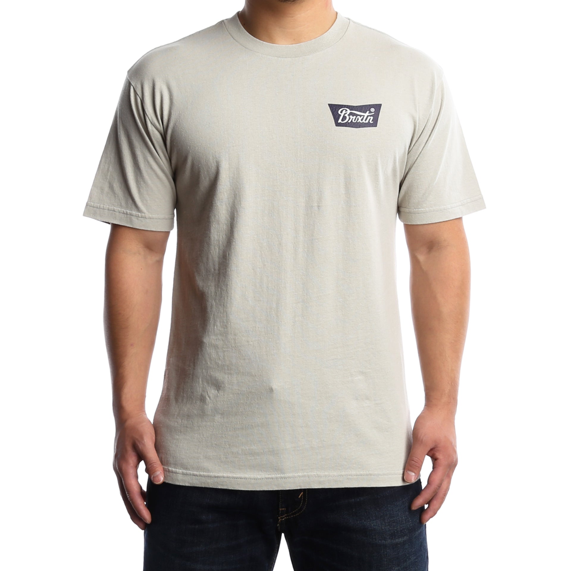 Brixton Stith Short Sleeve T-Shirt for Men - Grey & Navy Casual Tee - Perfect for Everyday Wear, Street Style & Summer Outfits