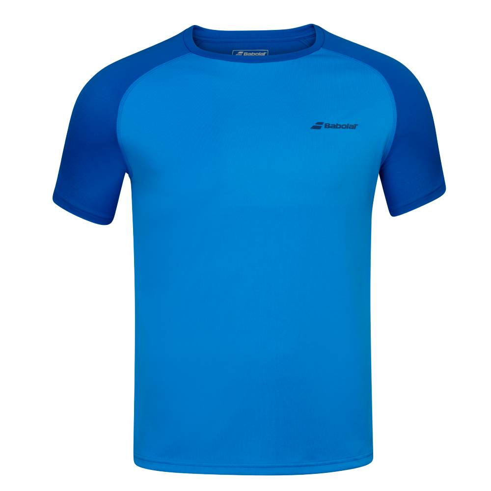 Babolat Men's Play Crew Neck Tennis Shirt - Moisture Wicking Performance Top for Training & Matches (Blue) - Perfect for Court Sessions & Casual Wear