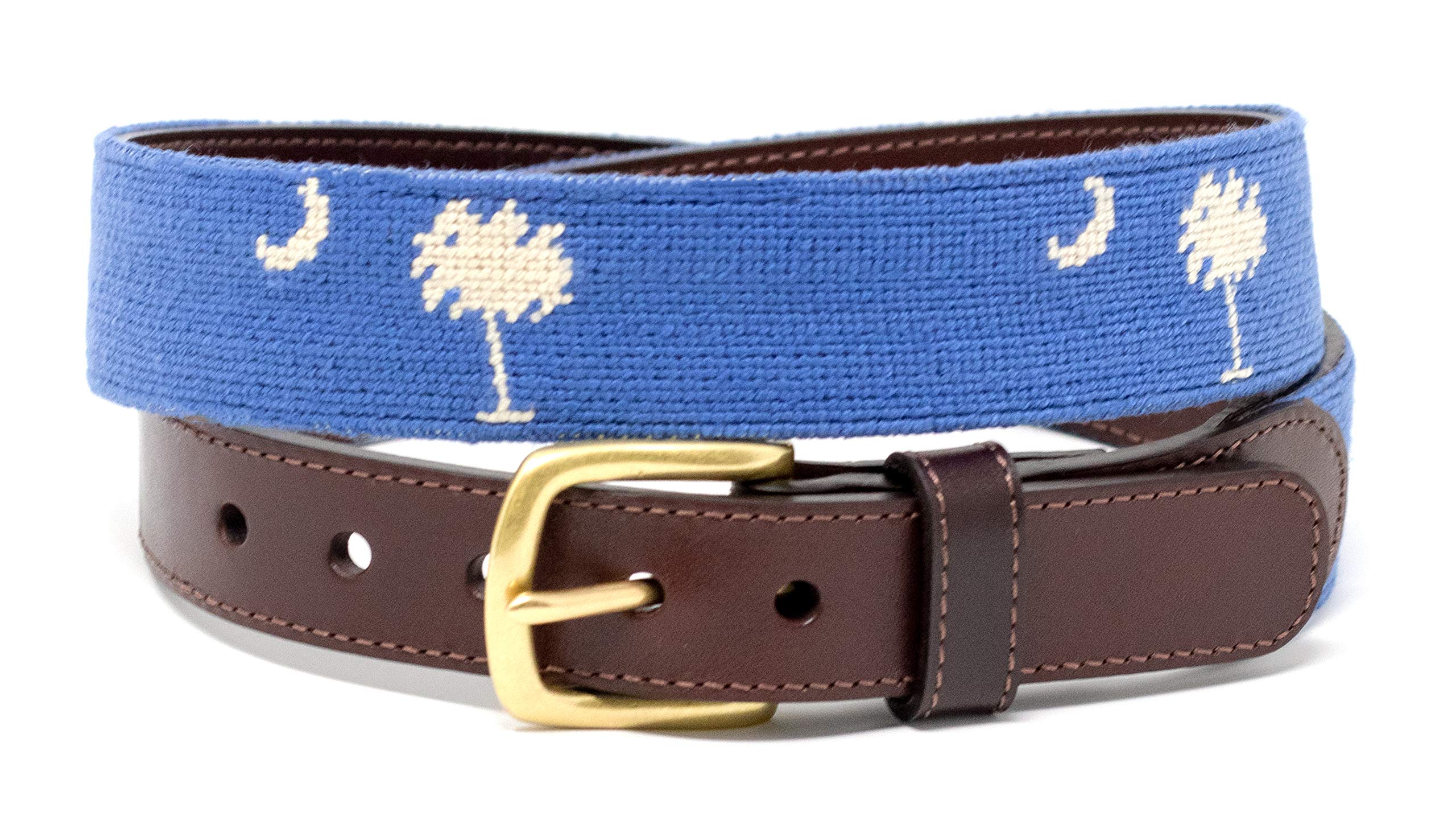 Premium Full Grain Leather Needlepoint Belts for Men - Handmade with Cotton Thread & Solid Brass Buckle - Perfect for Business, Casual & Formal Occasions