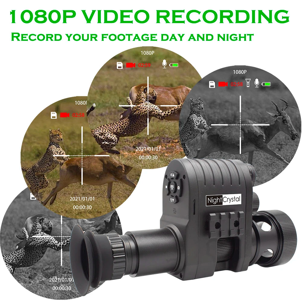 Infrared Hunting Night Vision Scope - 1080p HD Clip-On Monocular with DVR & Thermal Imaging for Sniper Rifles | Perfect for Low-Light Hunting, Wildlife Observation, and Tactical Operations
