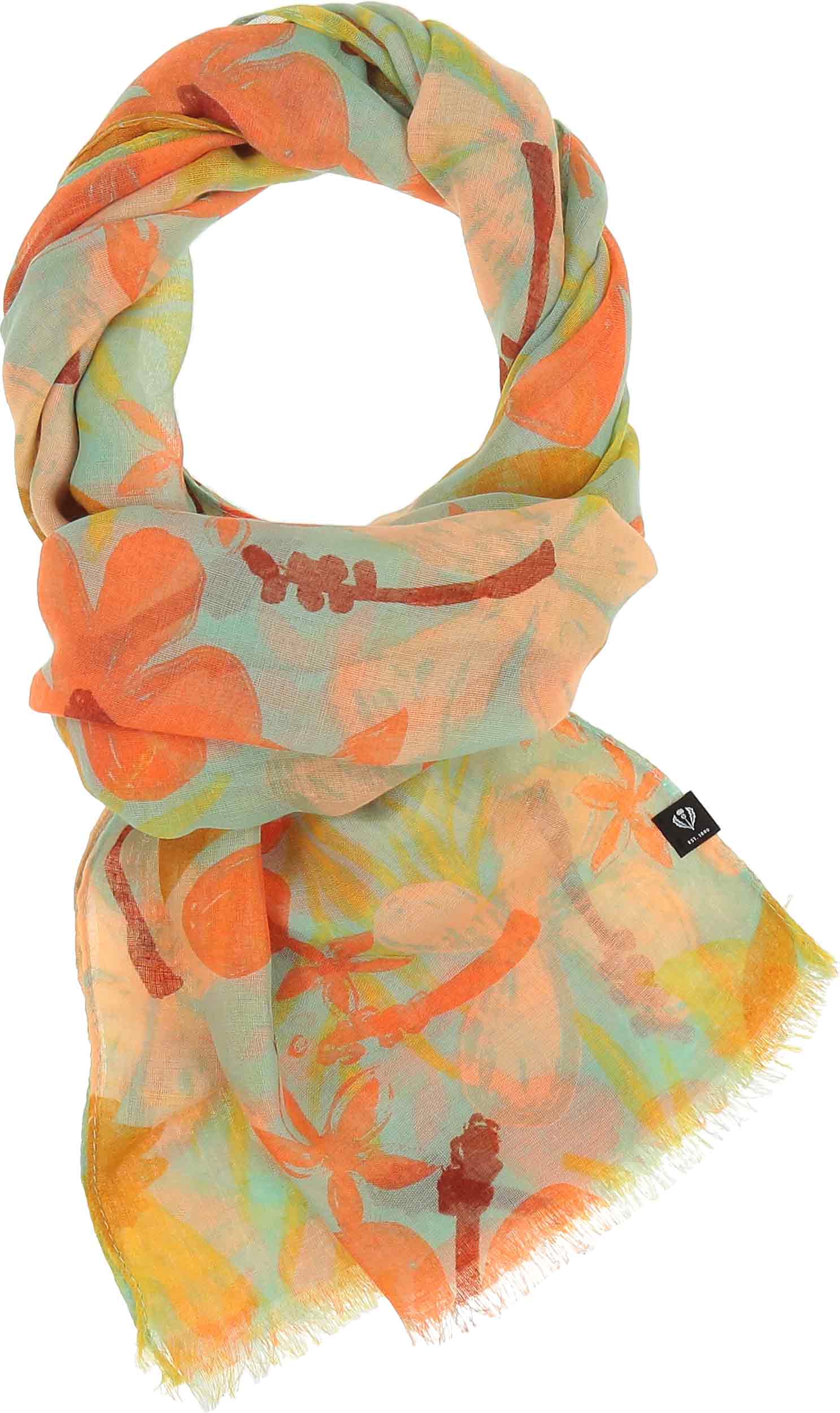Sustainable Recycled Scarf for Women - Eco-Friendly Orchid Print Fashion Accessory - Perfect for Office, Travel and Special Occasions