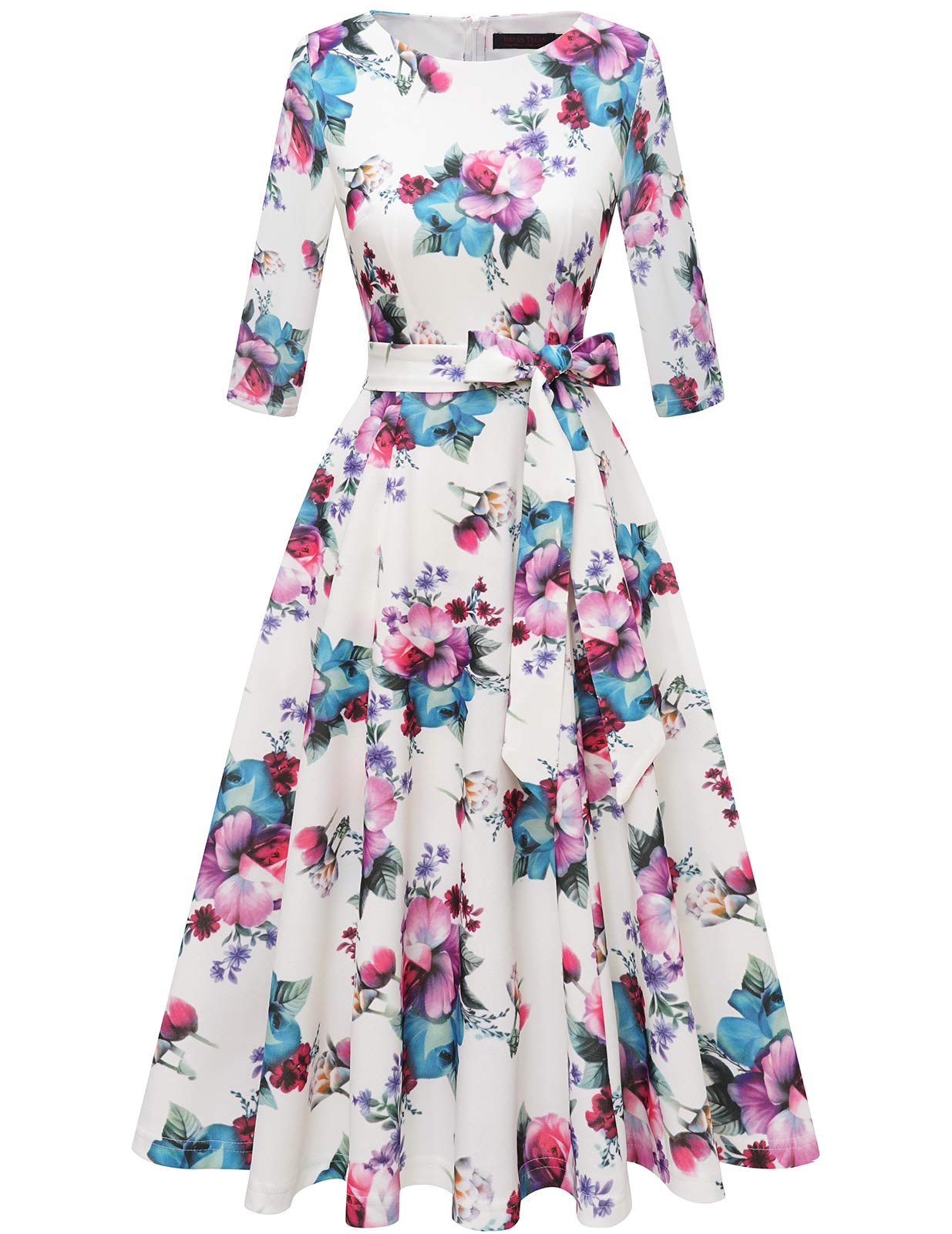 DRESSTELLS Women's Vintage Cocktail Dresses - 3/4 Sleeve Formal Wedding Guest Dress for Church & Special Occasions | Spring 2025 Collection | Perfect for Bridal Showers, Garden Parties & Evening Events