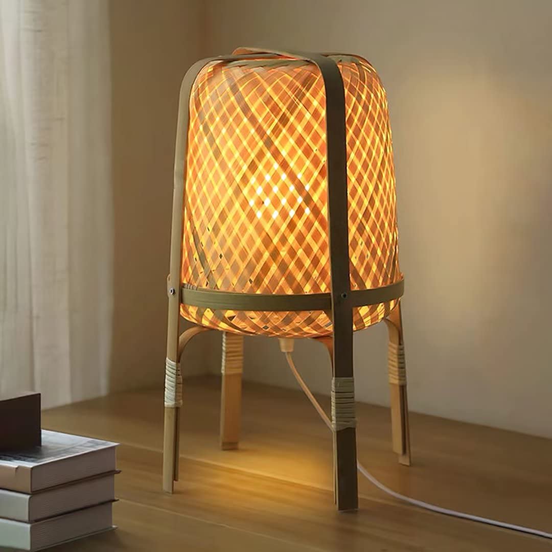 Handmade Bamboo Table Lamp - Modern Zen Style Bedside & Floor Lighting for Bedroom, Living Room, Hotel Decor | Perfect for Meditation Spaces, Reading Nooks & Cozy Ambience