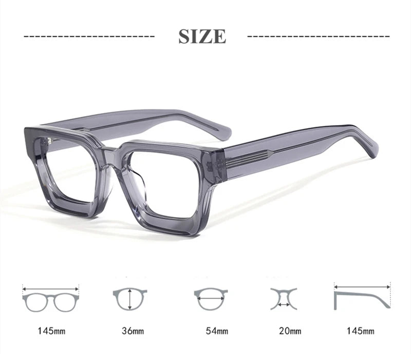 Stylish Black Acetate Square Eyeglasses for Men & Women - Unisex Full Rim Frame 51439 | Perfect for Work, Reading & Fashion Accessories