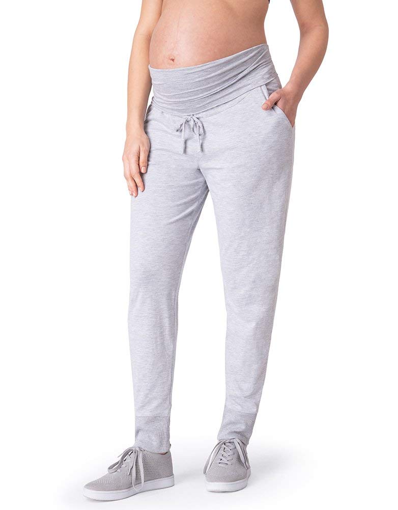Seraphine Women's Maternity Overbump Joggers - Soft Loungewear Pants for Pregnancy, Grey Marl - Comfortable Stretchy Workout & Home Wear for Expecting Moms