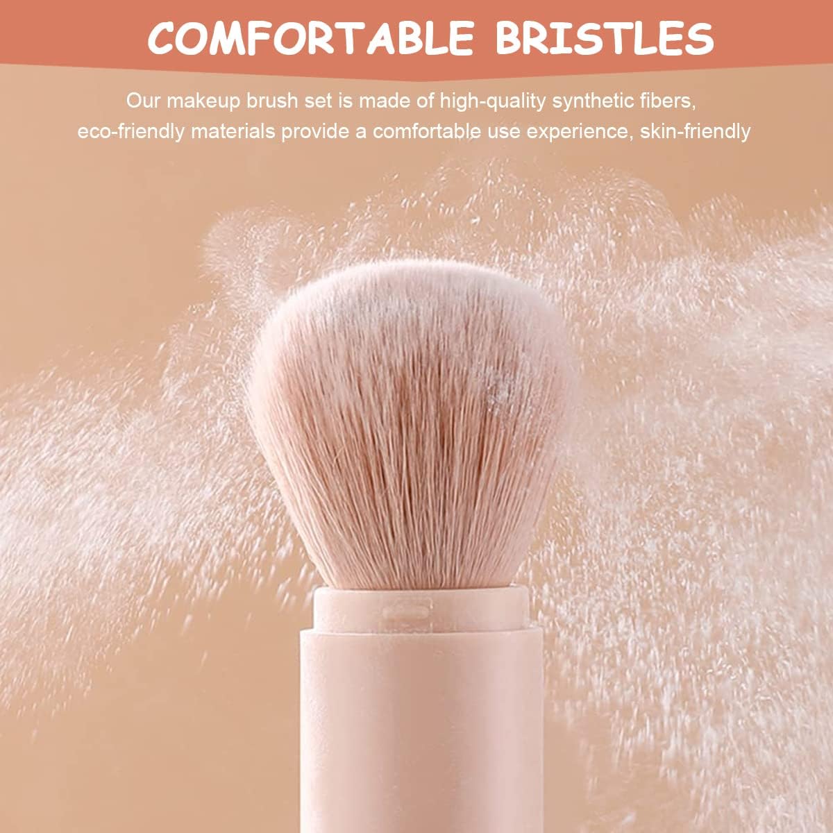 SKINPLUS 4-in-1 Retractable Makeup Brush Set - Portable Travel Cosmetic Brushes for Foundation, Lips, Highlight & Eyeshadow | Mini Face Brush Kit with Blending Powder Brush (Peach) | Perfect for On-the-Go Makeup & Travel Beauty Essentials