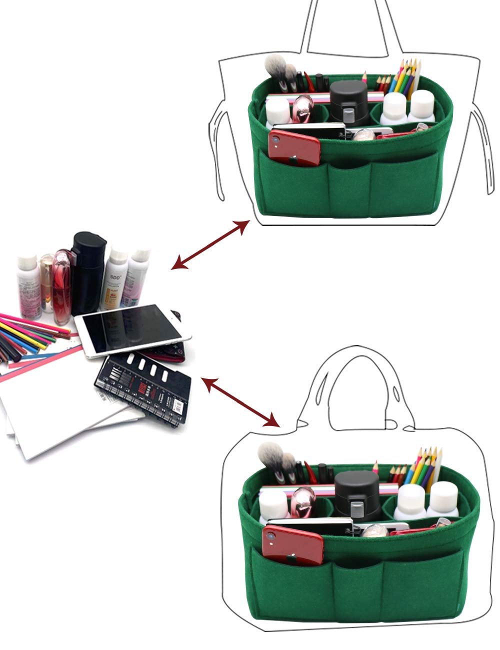 LEXSION Felt Insert Bag Organizer - Purse Organizer for Handbags, Fits Louis Vuitton Speedy & Neverfull - Perfect for Travel, Work & Daily Essentials Organization