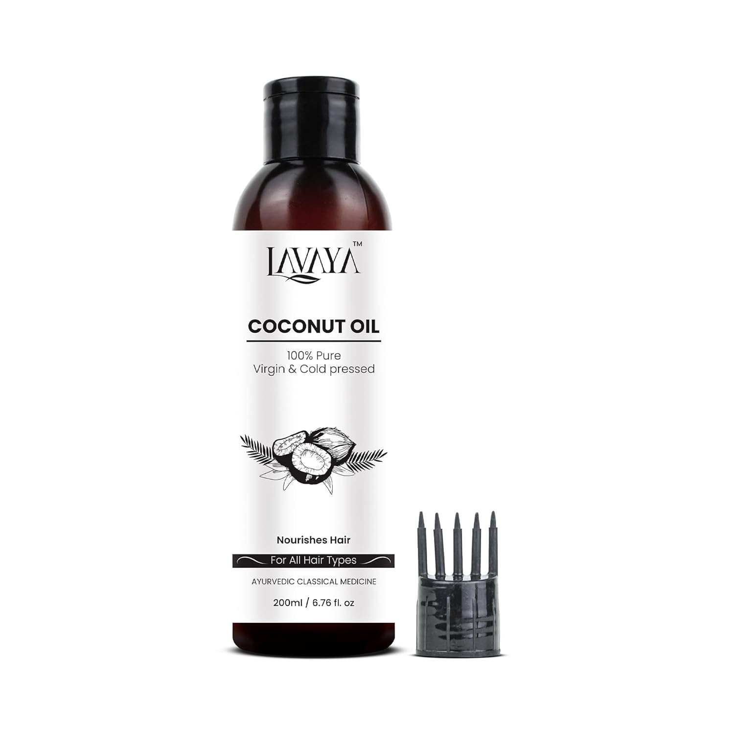 Lavaya® 100% Pure Cold Pressed Virgin Coconut Oil for Hair Growth, Scalp Treatment & Skin Moisturizing | Best Natural Dry Hair & Skin Nourishment | Perfect for DIY Hair Masks, Body Lotion & Massage (200ml)