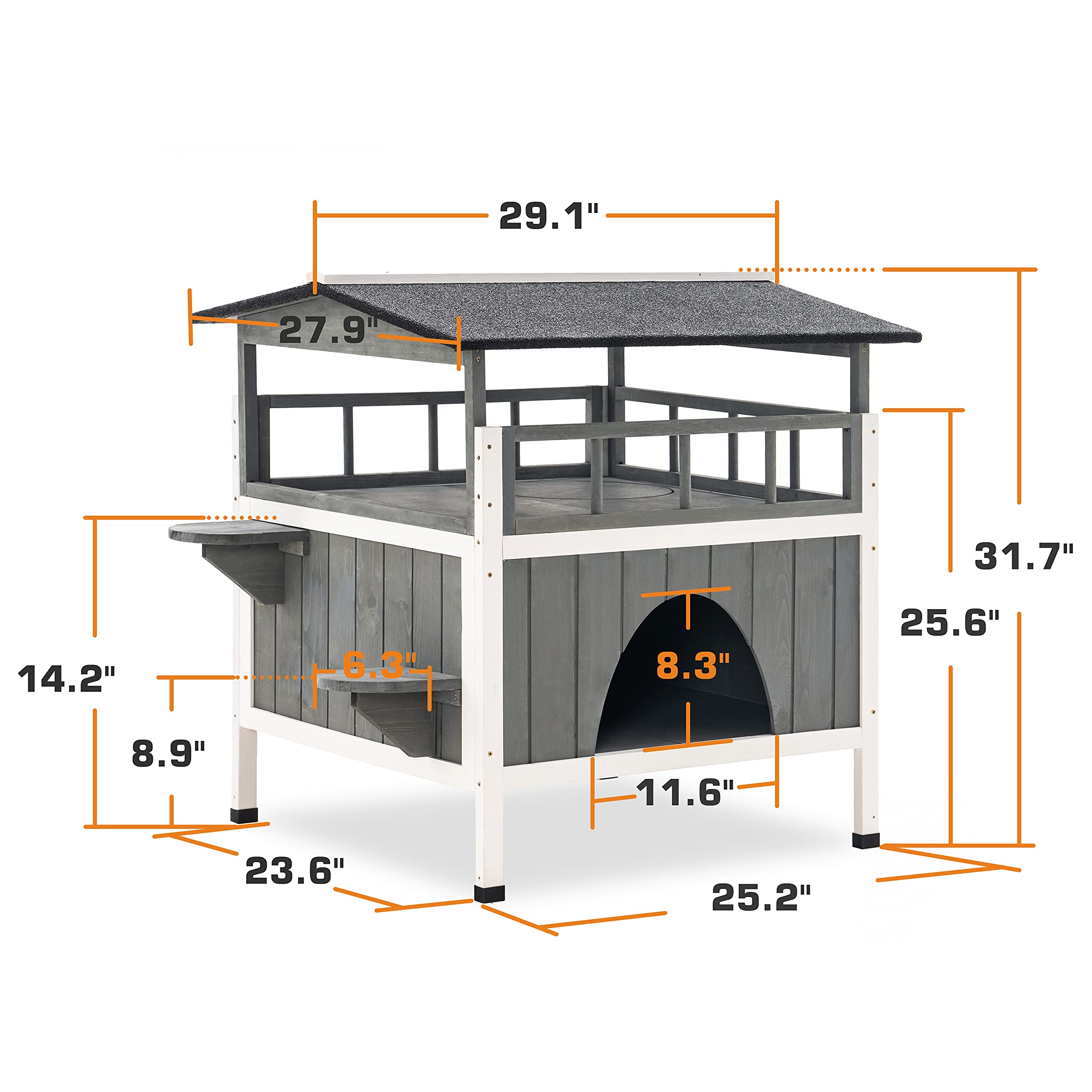 MCombo Waterproof Outdoor & Indoor Cat House Shelter - Feral Cat Enclosure with Escape Door, Small Pet Dog House for All Weather Protection (Gray 1377EY) - Perfect for Backyard, Garden, Porch & Indoor Pet Safety