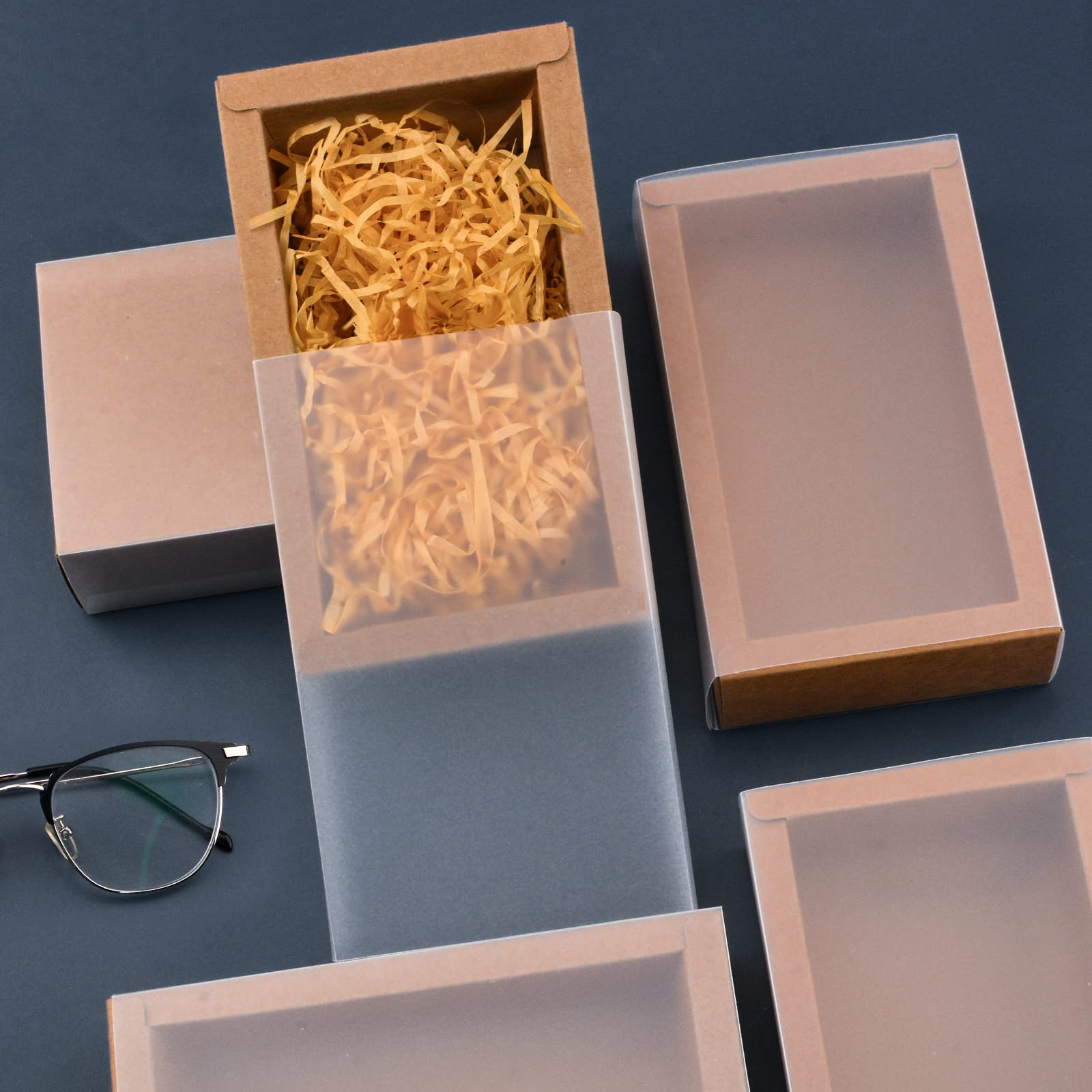 12pc Kraft Gift Boxes with PVC Window for Jewelry & Wedding Gifts