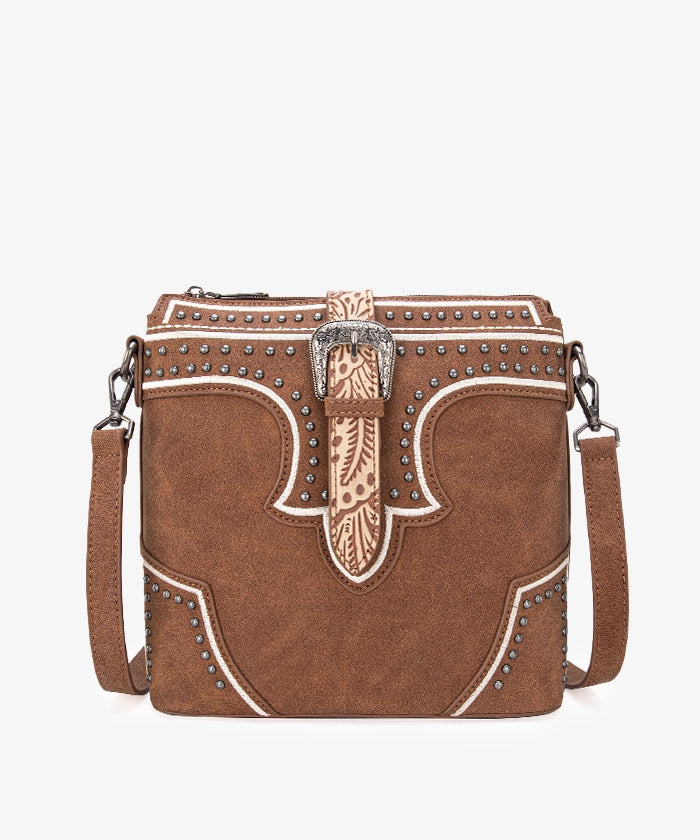 Montana West Women's Crossbody Bag with Buckle Studs - Stylish Leather Purse for Everyday Use, Travel & Shopping