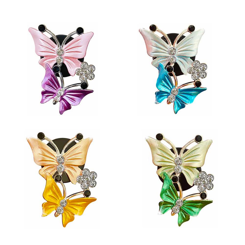 4 Pcs Butterfly Car Air Freshener Clips - Elegant Dual Butterfly Aromatherapy Vent Clips with Crystal Rhinestones for Car Interior Décor | Perfect for Long Drives, Office Commutes & Gift Giving