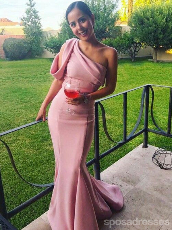 Elegant Pink Mermaid One Shoulder Maxi Long Prom Dress for Women - Formal Evening Gown for Homecoming, Wedding Guest, Pageant & Special Occasions