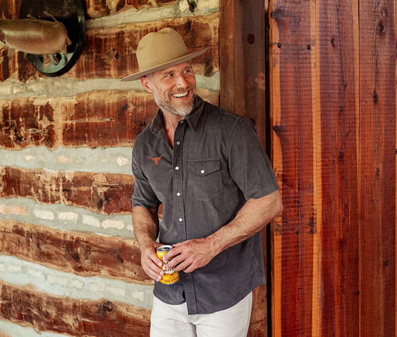 Texas Longhorn Short Sleeve Corduroy Pearl Snap Shirt for Men - Western Style Casual Button Down Shirt in Gray - Perfect for Rodeo, Country Music Festivals & Western Themed Events
