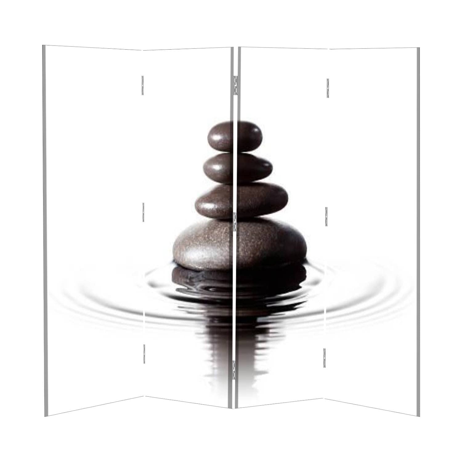 Black Stone Water Feng Shui Room Divider Screen - Freestanding Folding Privacy Partition for Indoor/Outdoor Use | Perfect for Massage Rooms, Office Spaces & Home Decor
