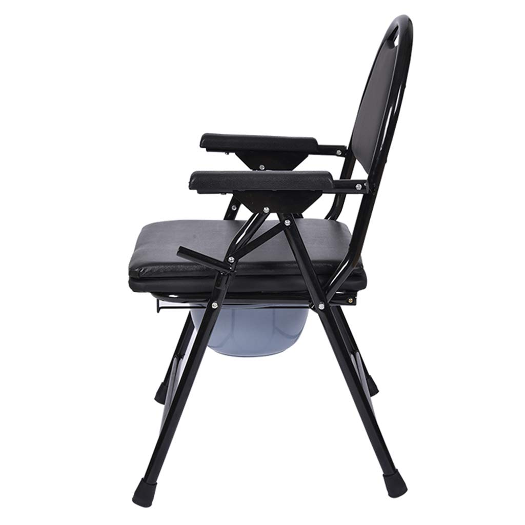 Foldable Commode Chair with Safety Frame - Adjustable Height Medical Toilet Seat for Elderly, Disabled & Pregnant - Portable Bedside Shower Bathroom Chair for Home Care Use - Ideal for Post-Surgery Recovery & Mobility Assistance