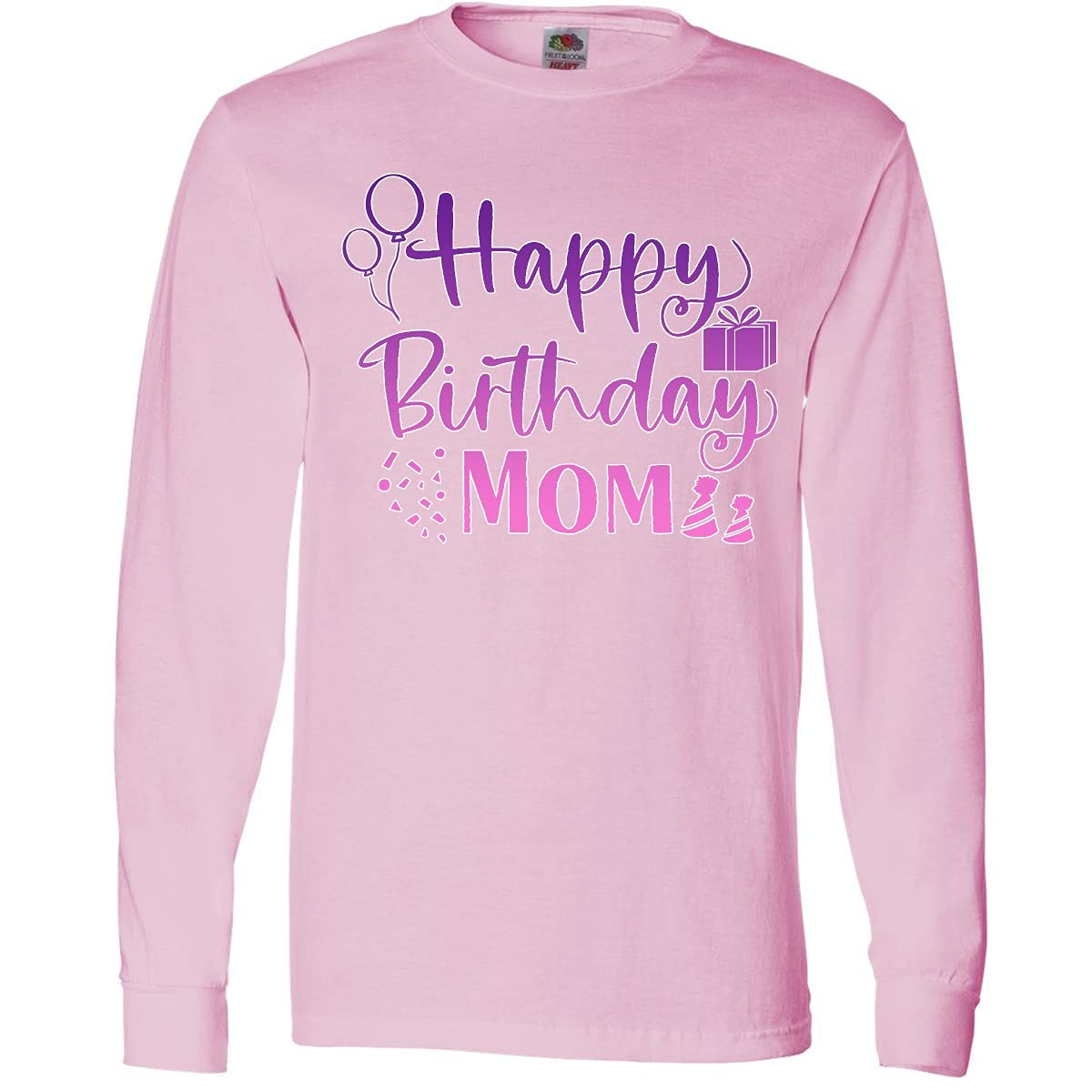Inktastic Women's Purple Happy Birthday Mom Long Sleeve T-Shirt - Comfortable Casual Gift for Mother's Day, Birthday & Family Celebrations