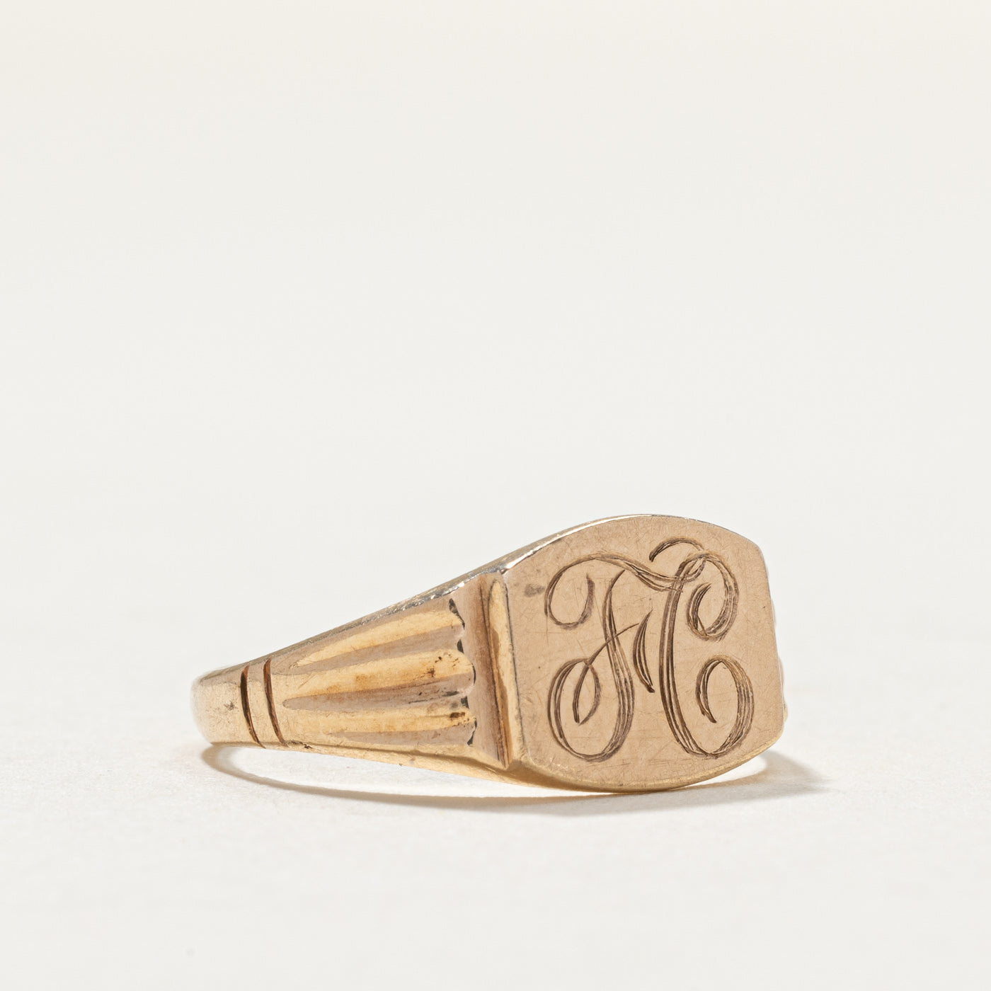 Vintage 10K Yellow Gold FC Initial Signet Ring - Size 5.75 | Personalized Monogram Jewelry for Men & Women | Perfect for Gifts, Weddings & Special Occasions