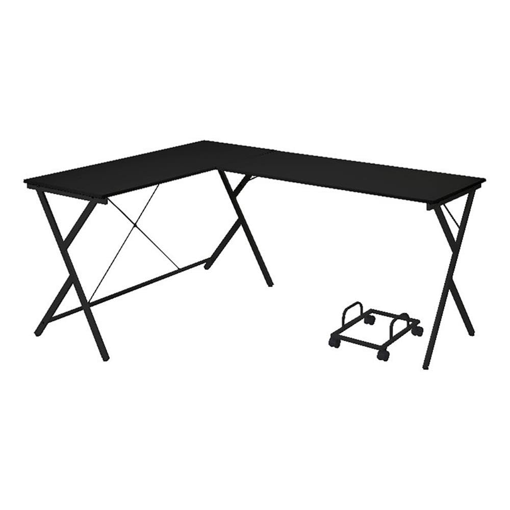 BOWERY HILL Modern L-Shaped Computer Desk - Black Wood & Metal Home Office Desk for Small Spaces | Perfect for Gaming, Work from Home & Study
