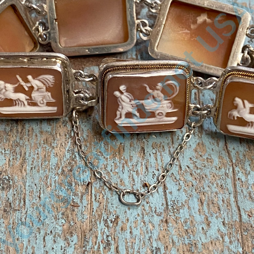 Vintage 7 Cameo Sterling Silver Bracelet for Women - Elegant Antique Jewelry Gift for Birthday, Anniversary & Special Occasions
