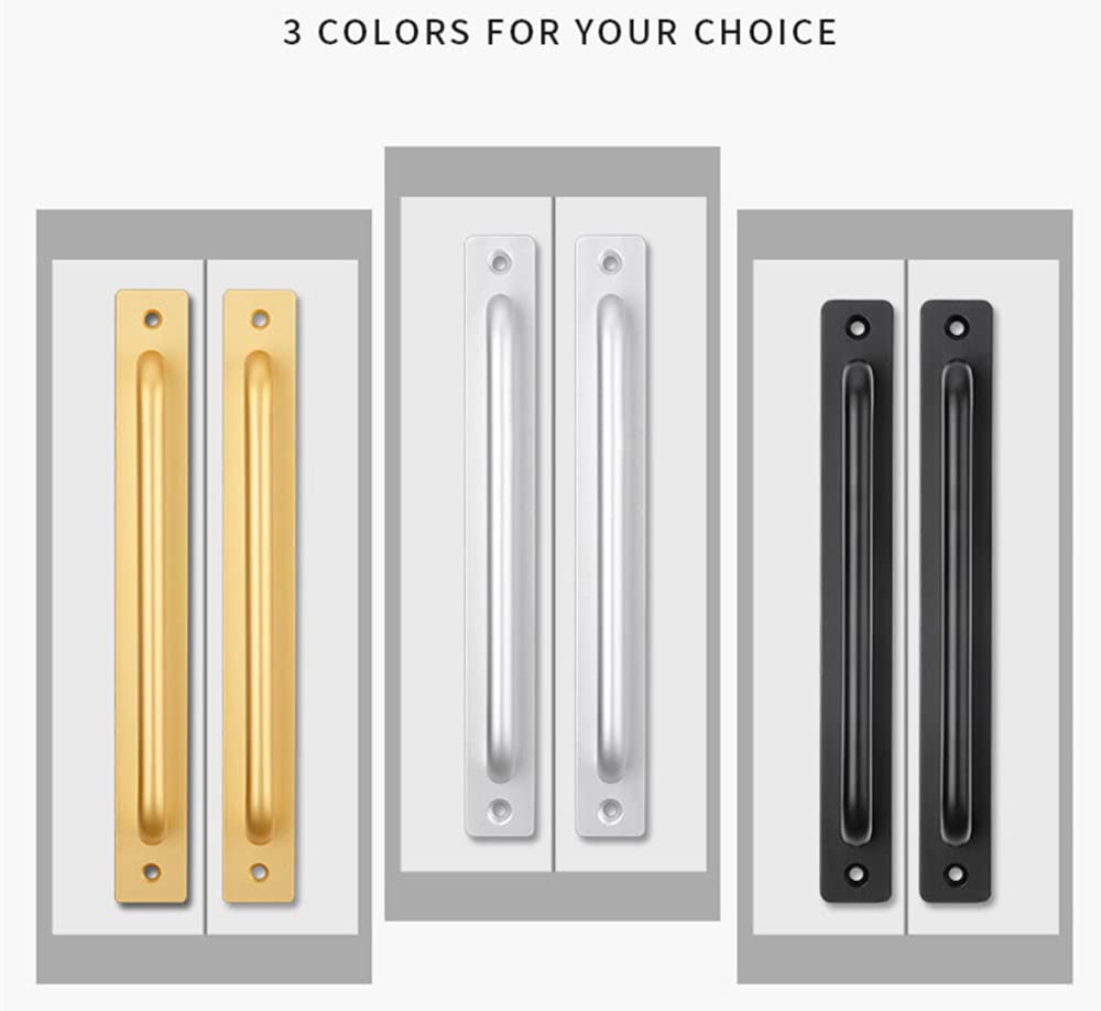 Premium Pack of 2 Aluminum Alloy Sliding Barn Door Handles - Golden Cabinet & Drawer Pulls for Kitchen, Wardrobe & Furniture - Heavy Duty Hardware for Smooth Operation & Stylish Home Decor