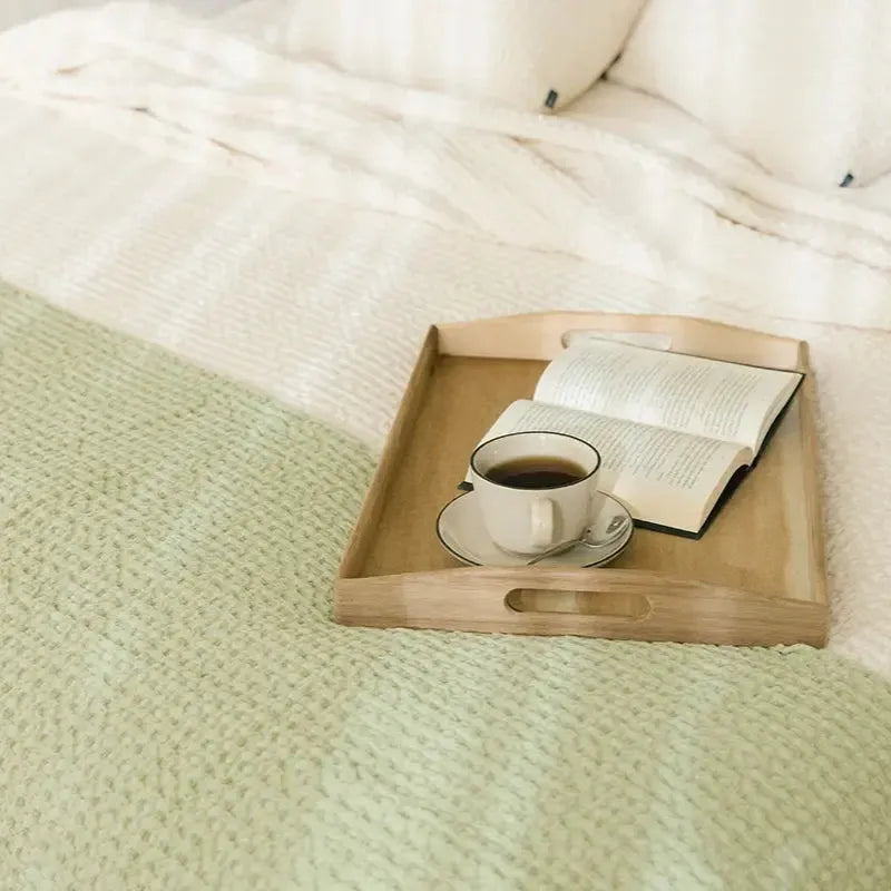 Santa Luzia Waffle Bedspread - Soft Textured Khaki Green Blanket for Bedroom Decor | Cozy Throw for Living Room, Dorm & Guest Room