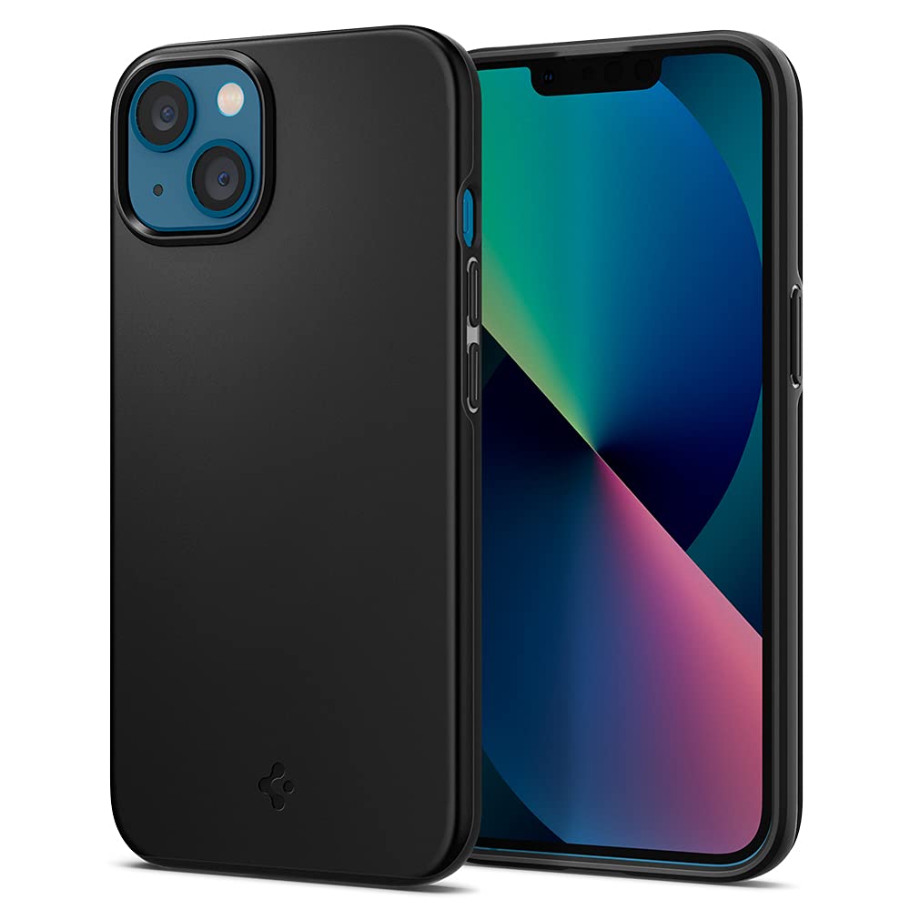 Spigen Thin Fit iPhone 13 Case (2021) - Slim Protective Cover for iPhone 13 - Form-Fitted Design - Matte Black | Perfect for Everyday Use, Work & Travel Protection