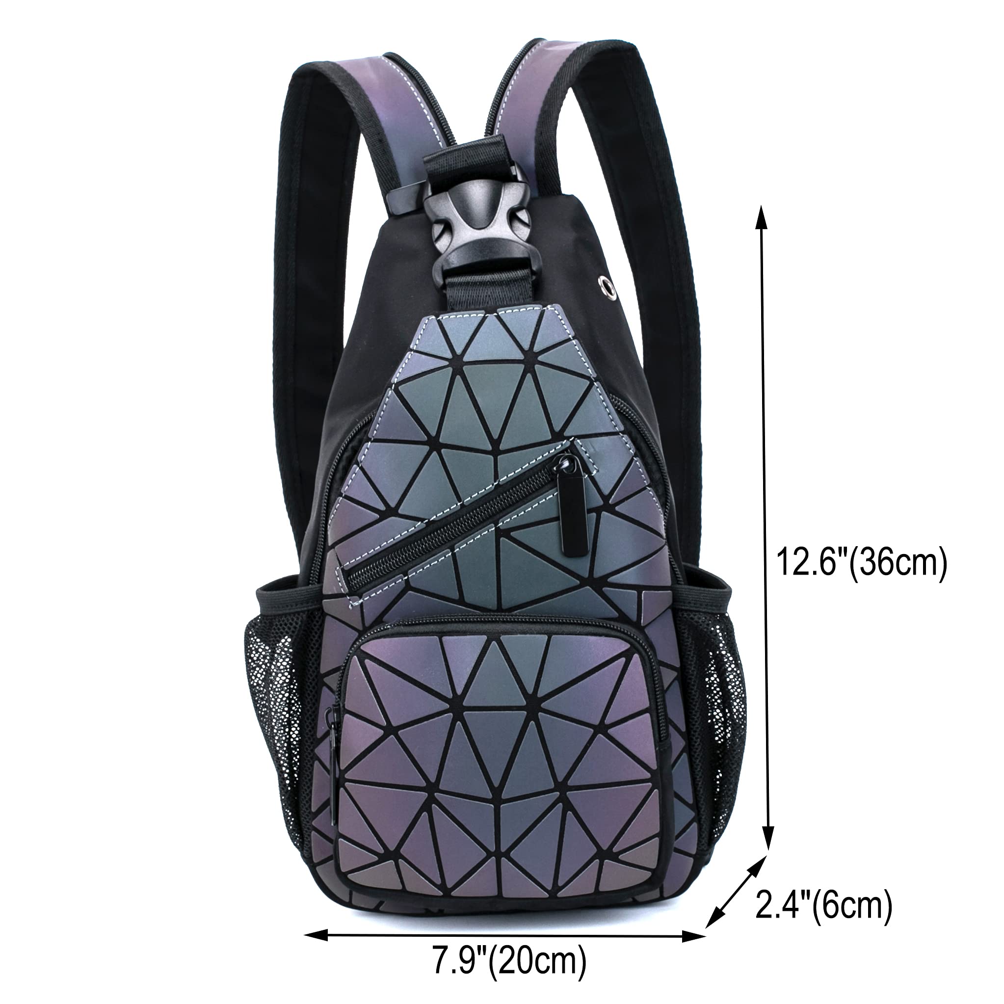Luminous Geometric Backpack - Holographic Reflective Purse for Women, Night Out & Travel