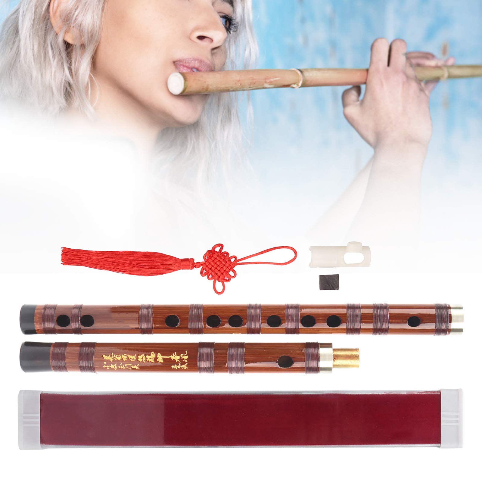 Bamboo Flute & Wooden Dry Bitter Flute Set - Traditional Orchestra Instruments with Storage Box ZD-02 | Adult Wooden Flutes for Beginners & Professionals | Perfect for Meditation, Music Practice & Cultural Performances