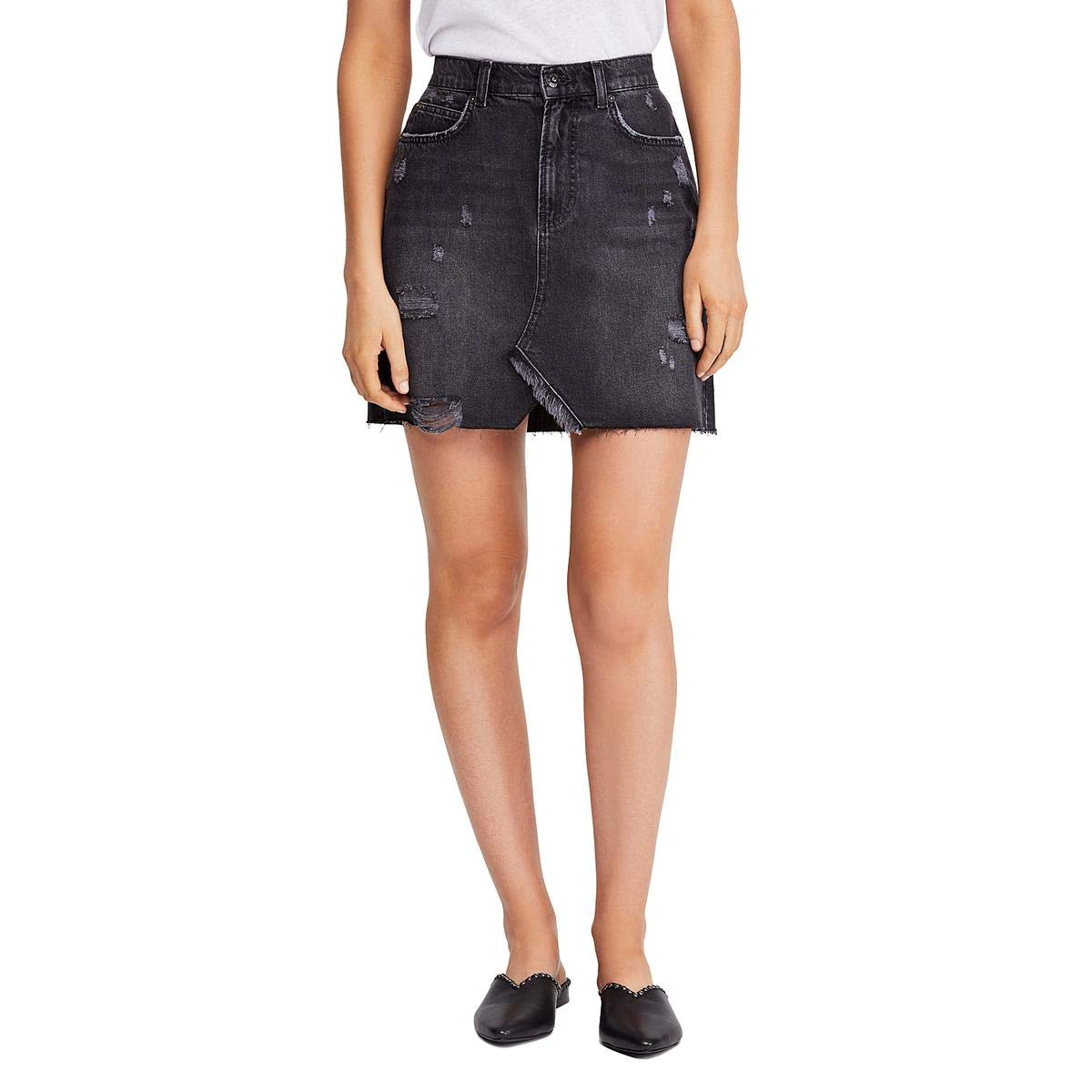 Free People Women's Hallie Denim Miniskirt - High Waisted Vintage Blue Denim Skirt for Women | Perfect for Casual Outfits, Summer Fashion & Boho Style
