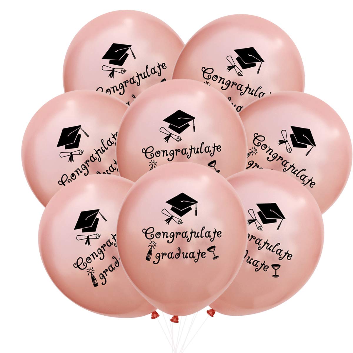 20 Pcs Rose Gold 12 Inch Graduation Balloons - Class of 2025 Decorations, Congrats Grad Party Supplies for Graduation Ceremony, Photo Backdrop & Celebration Decor