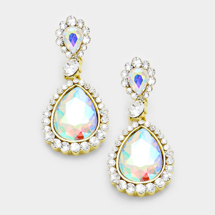 Little Girls AB Crystal Earrings on Gold - Sparkling Stud Earrings for Kids | 335484 | Perfect for Birthday Gifts, Parties & Special Occasions