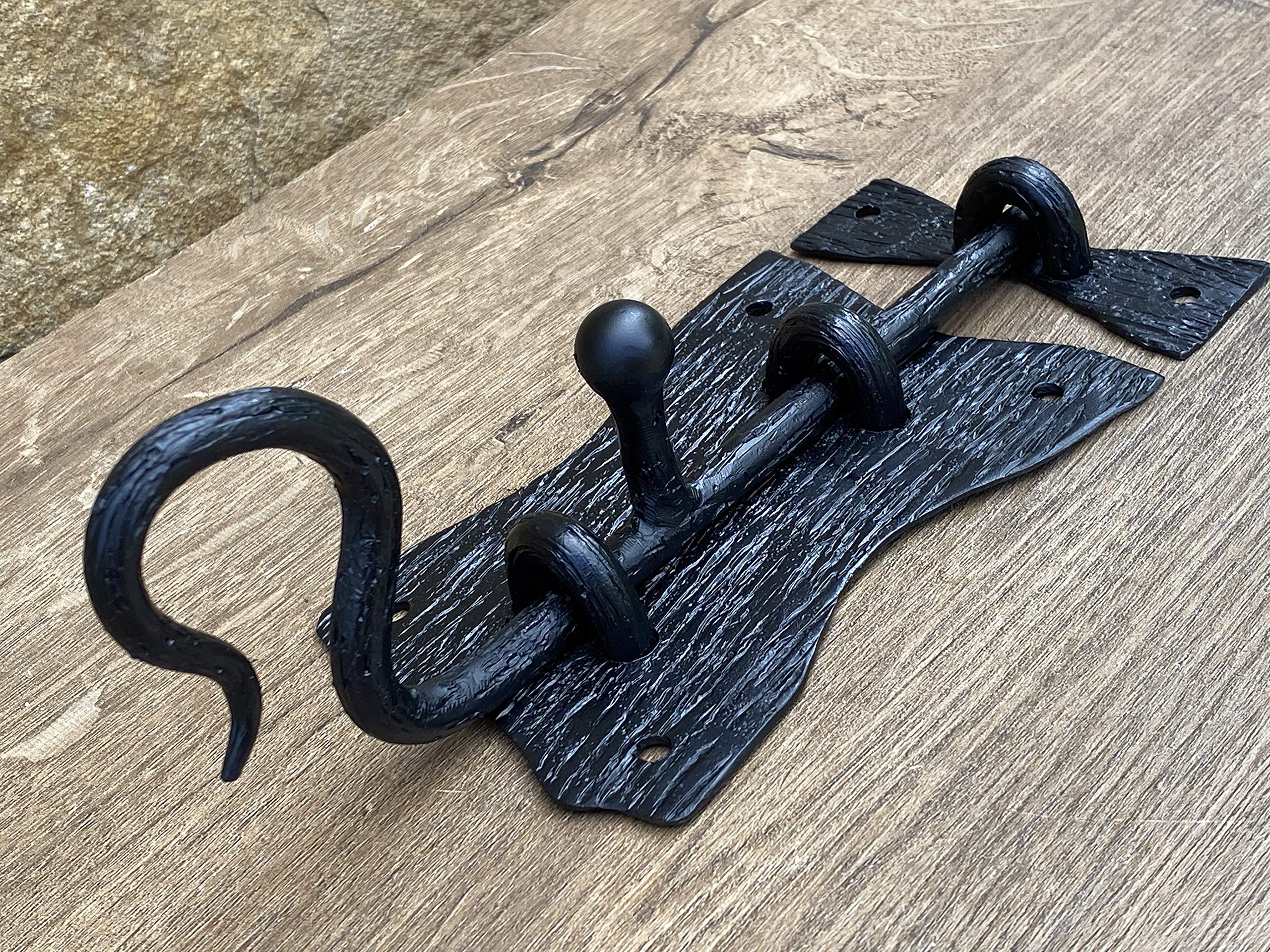 Sturdy Hand-Forged Door Latch & Slide Bolt - Heavy Duty Barn, Shed, and Gate Lock for Rustic Security - Perfect for Farmhouses, Storage Units, and Outdoor Buildings