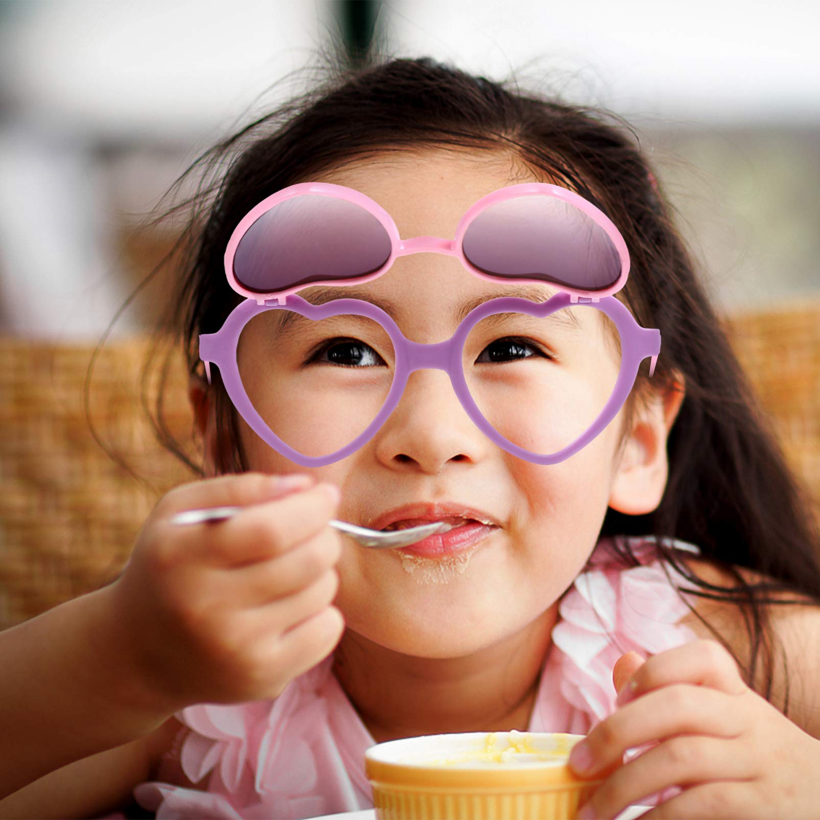 VALICLUD Heart Shaped Sunglasses for Kids - UV Protection Flip Up Sunglasses for Girls & Boys - Perfect for Birthday Parties, Beach Outings & Summer Fashion Accessories