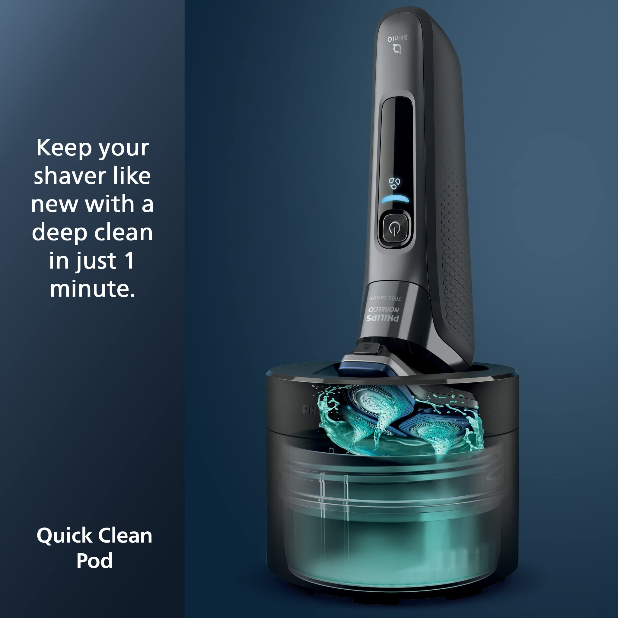 Philips Norelco 7800 S7885/85 Electric Shaver with 2-Pack Quick Clean Pod Cartridges CC12/52 - Wet & Dry Cordless Men's Razor for Travel, Home & Office Use
