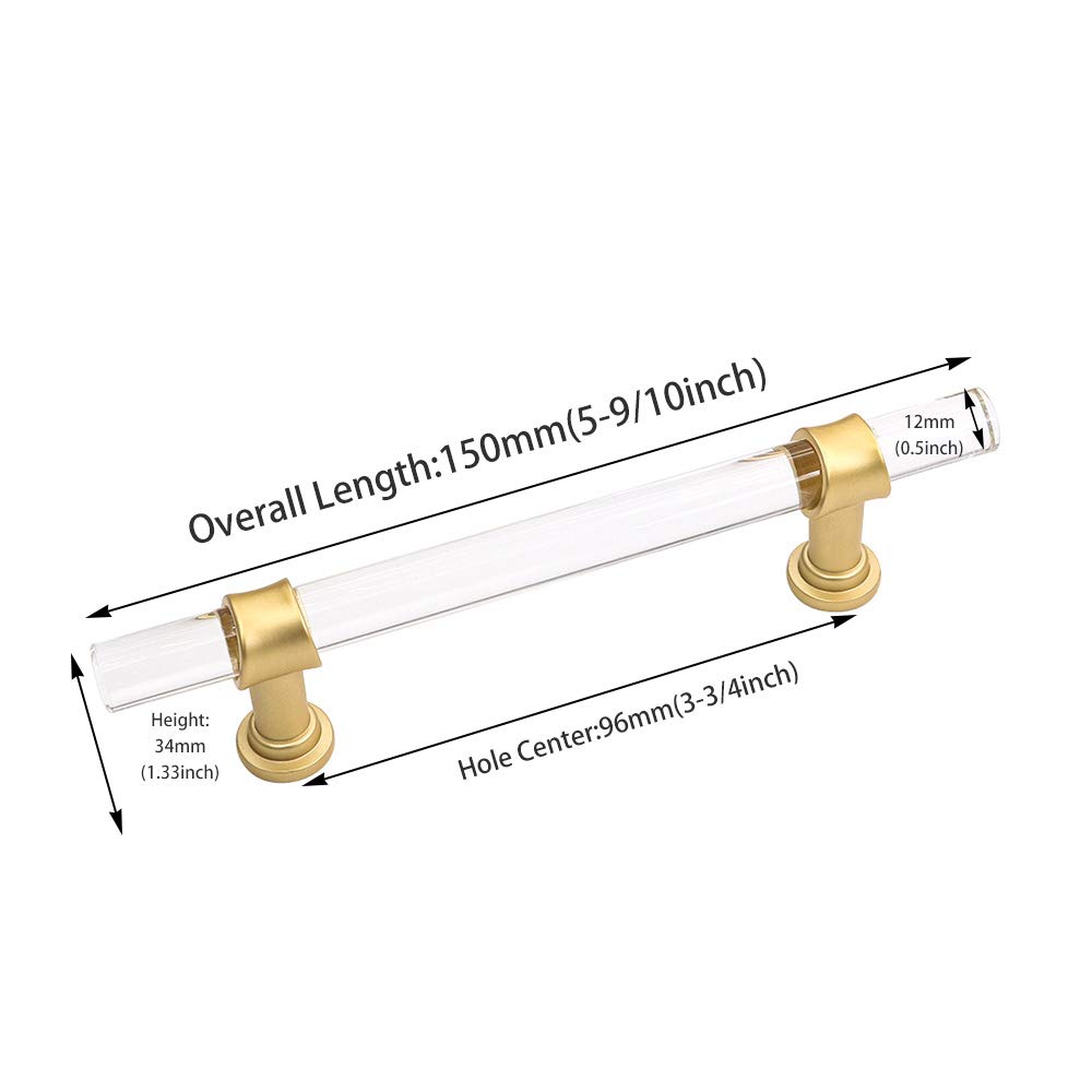 **Peaha 50 Pack 96mm Gold Acrylic Cabinet Pulls - 3.75