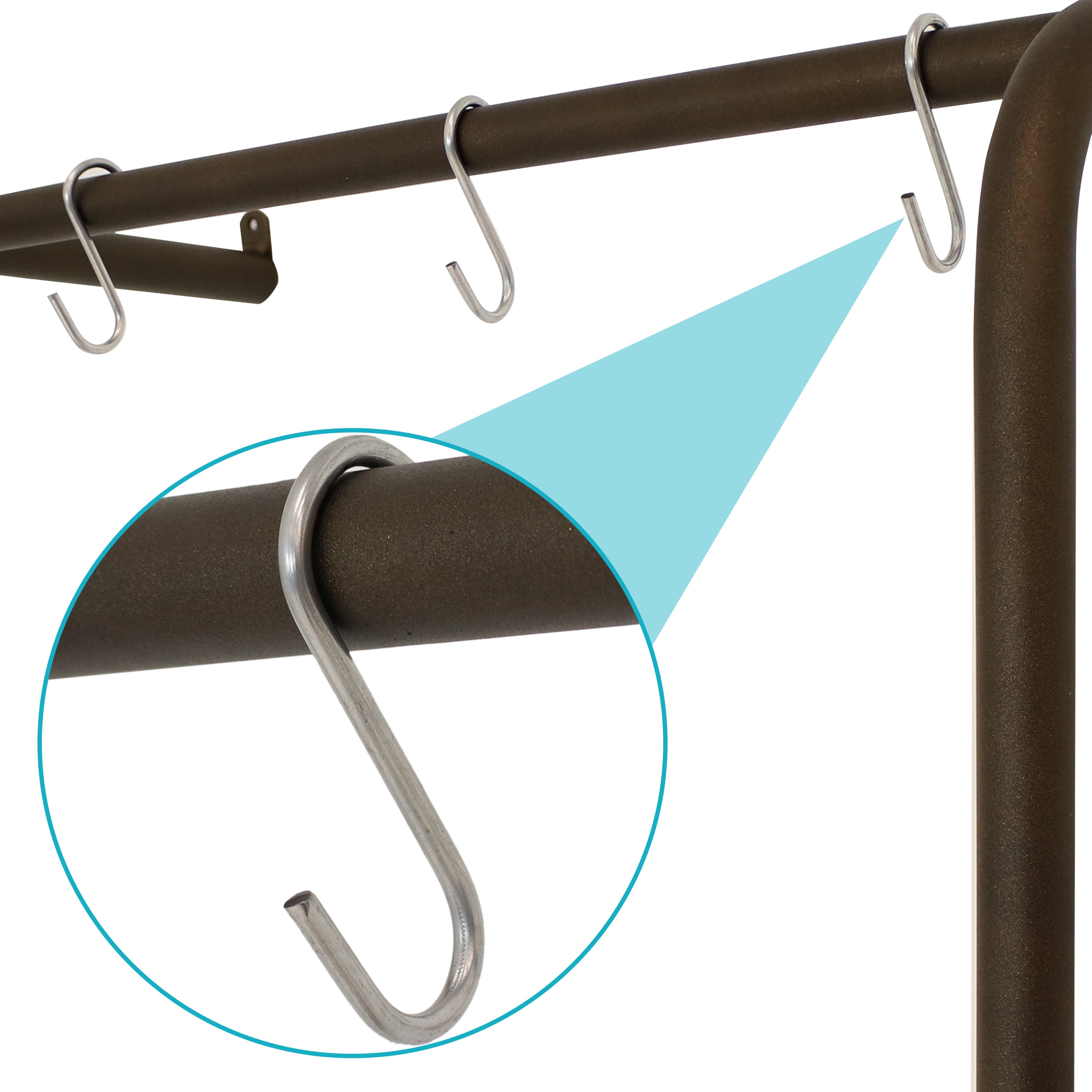 Sunnydaze Black Wall Mounted Garment Hanging Rack with Shelves - 67 Inch Closet Organizer for Bedroom, Laundry Room & Entryway Storage