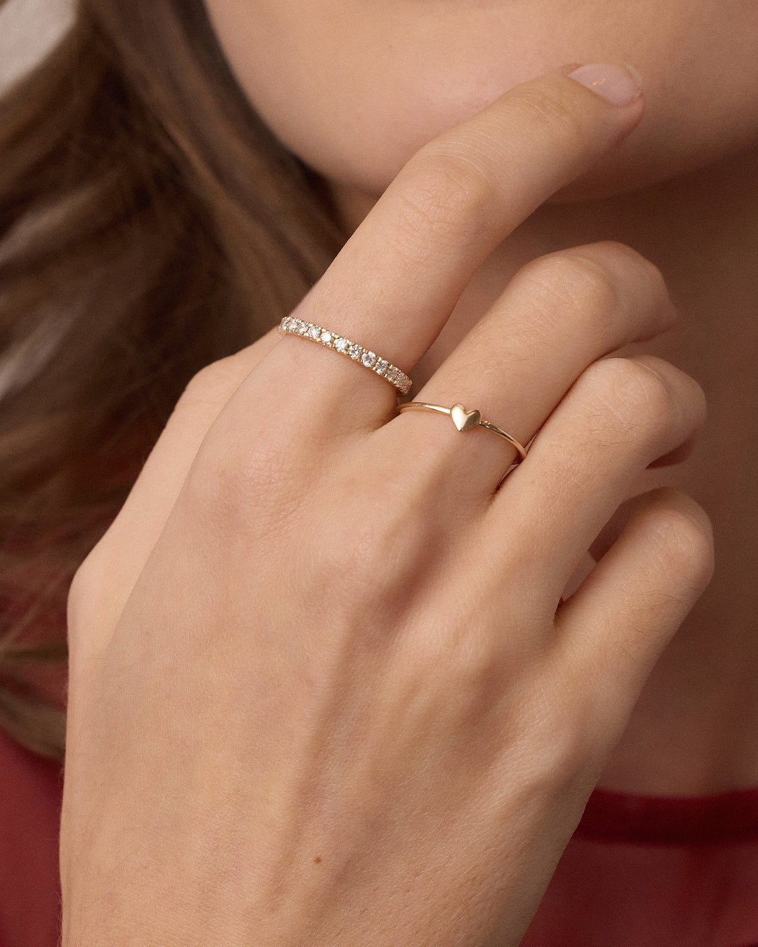 14K Gold Amour Ring for Women - Dainty & Elegant Stackable Band - Perfect for Valentine's Day, Anniversary & Everyday Wear