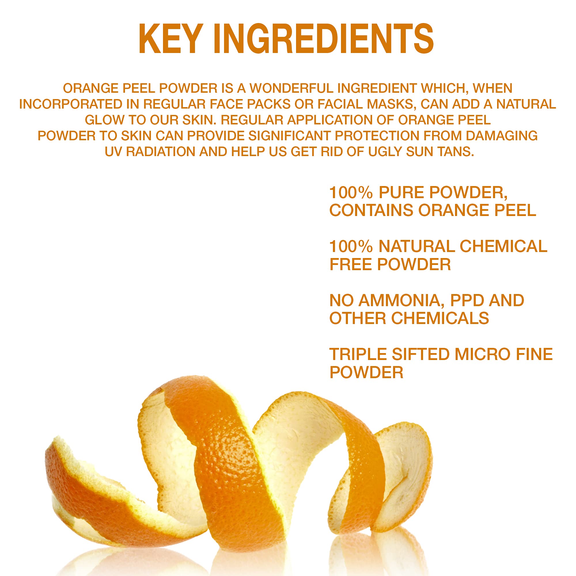 Organix Treasure Pure & Natural Orange Peel Powder for Skin Brightening & Glow (200g) - Organic Face Mask Ingredient for DIY Skincare & Natural Exfoliation